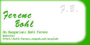 ferenc bohl business card